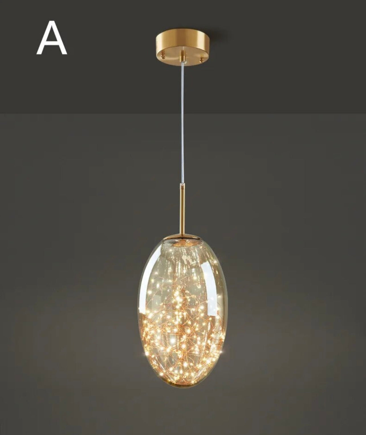 מנורת תלייה מזכוכית אורורה קופר פיירפלי תואמת לד לדים