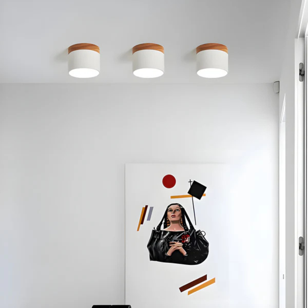 Mienel Aurello Vintage Wood LED Ceiling Light For Bedroom Living