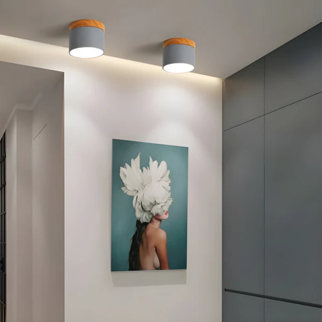 Mienel Aurello Vintage Wood LED Ceiling Light For Bedroom Living