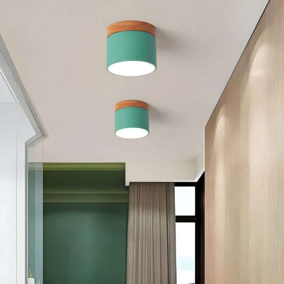 Mienel Aurello Vintage Wood LED Ceiling Light For Bedroom Living