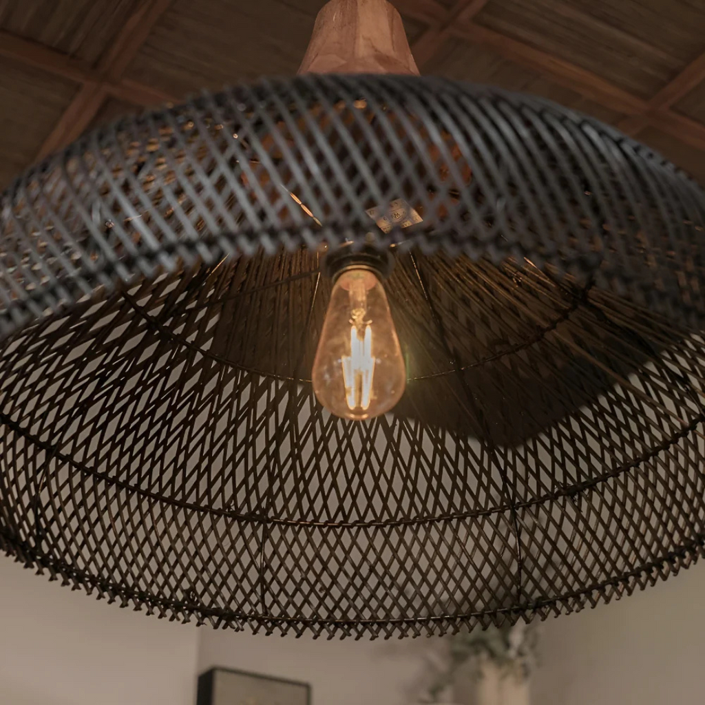 Mienel Aurelle Hand-Woven Rattan Boho Pendant Ceiling Light