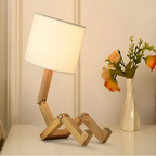 Mienel Lumibot Wood Robot Table Lamp With Adjustable Arms for Nightstand