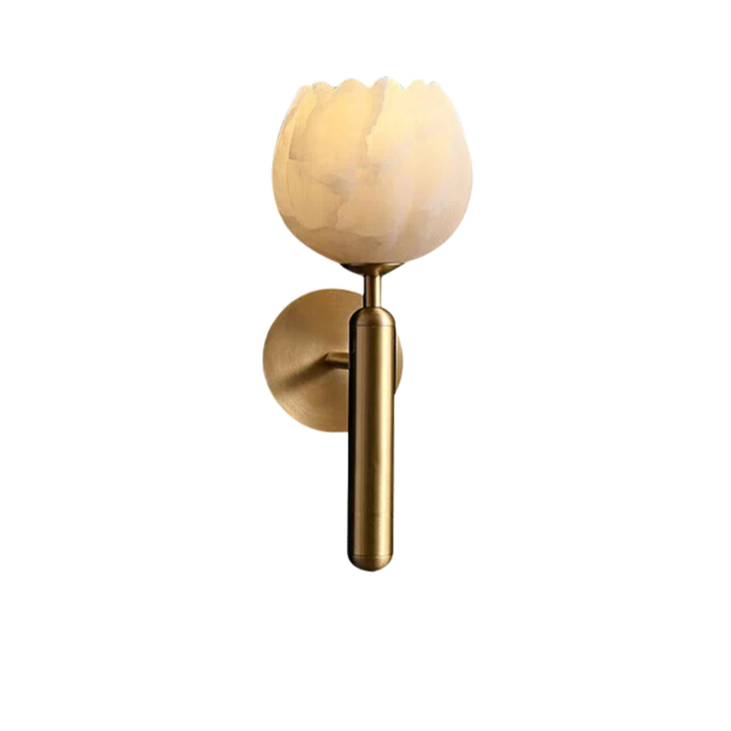 Mienel Aurelia Marble Wall Lamp With LED Lighting and Copper Accents