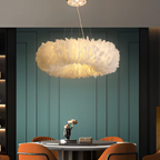 Mienel Novalume Circular White Feather Pendant Light with Soft Diffusion