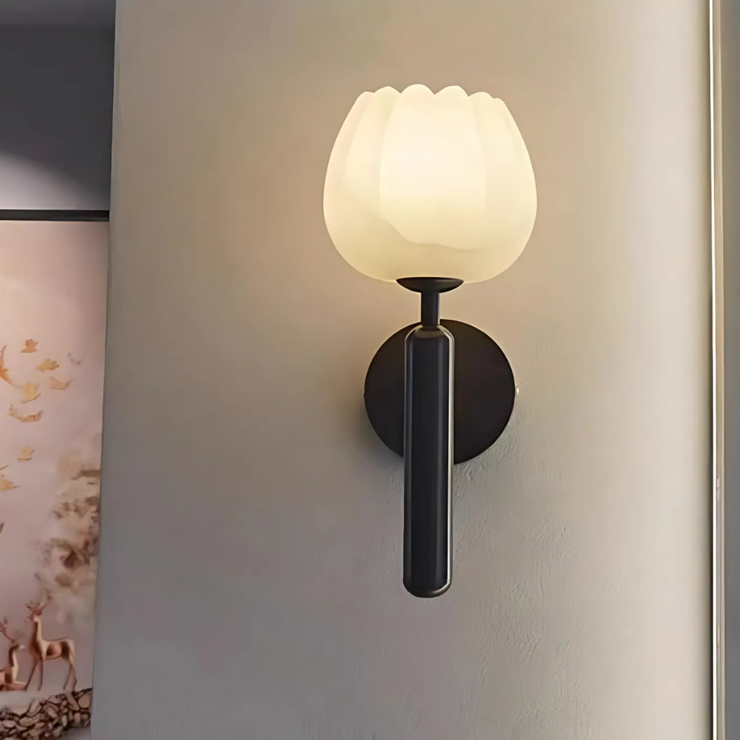 Mienel Aurelia Marble Wall Lamp With LED Lighting and Copper Accents