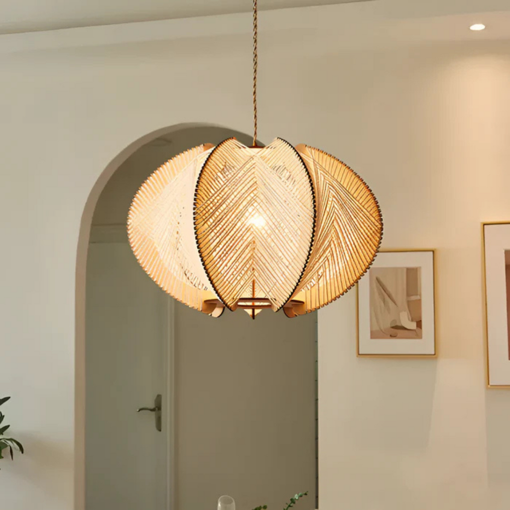 Mienel Solmere Wabi-Sabi Wood and Hemp Dining Pendant Light