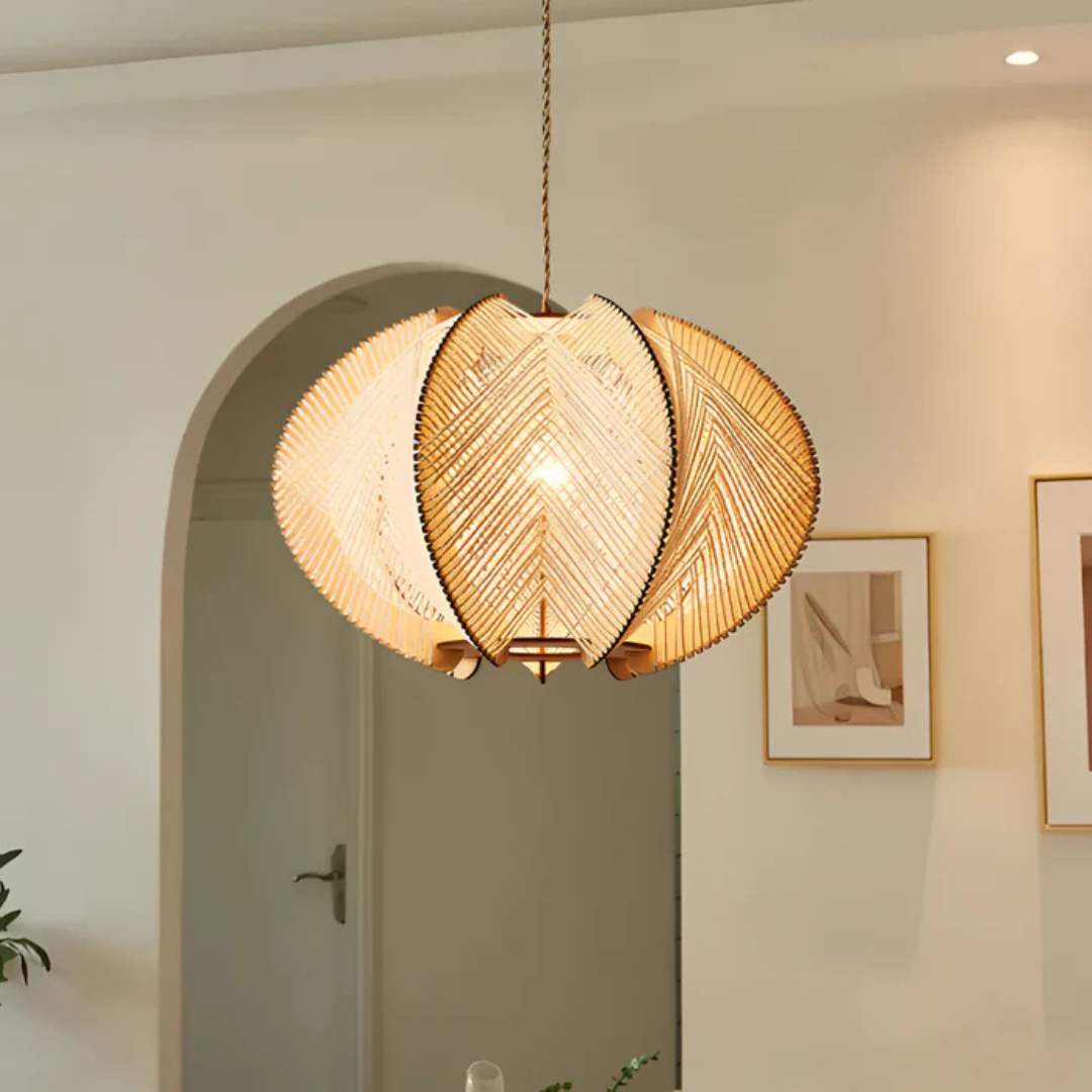 Mienel Solmere Wabi-Sabi Wood and Hemp Dining Pendant Light
