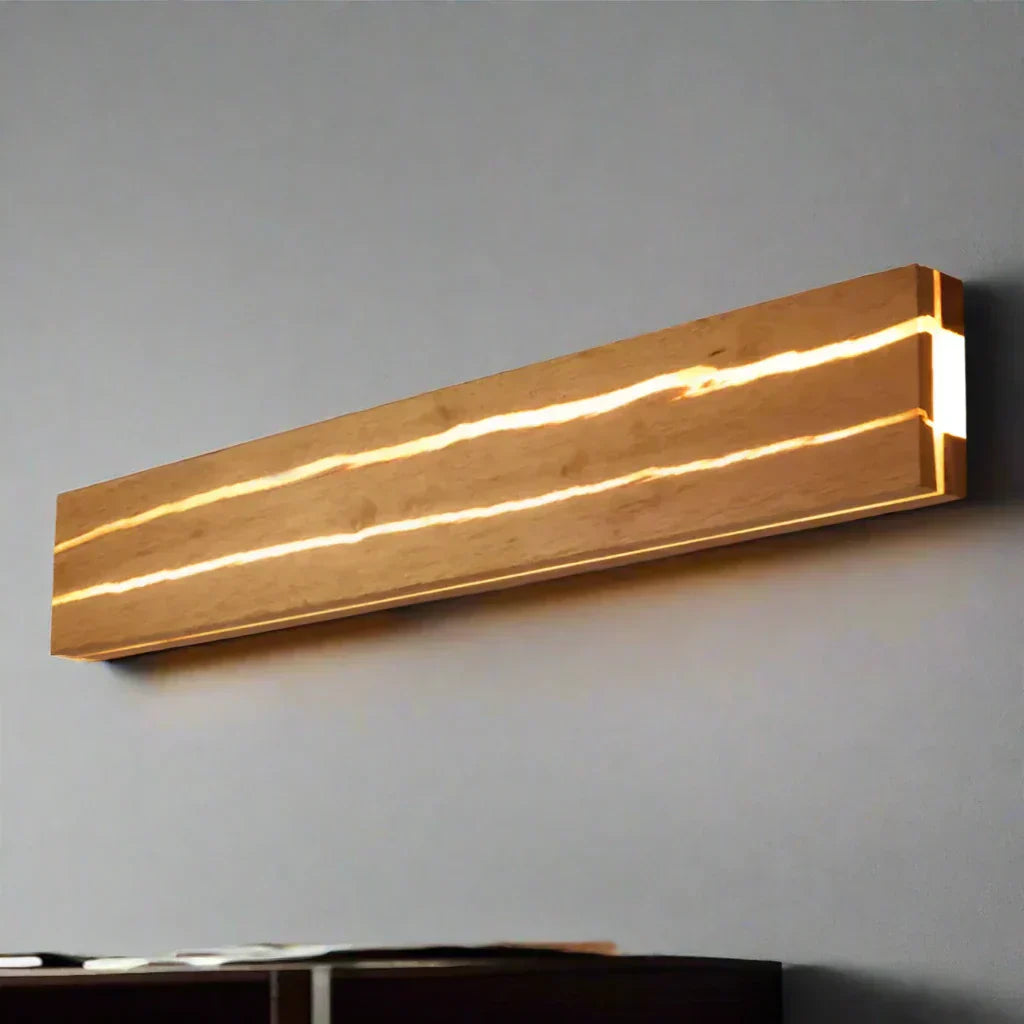 ArborLume Wood Wall Light With Crack Pattern And Warm LED Glow | Snurv