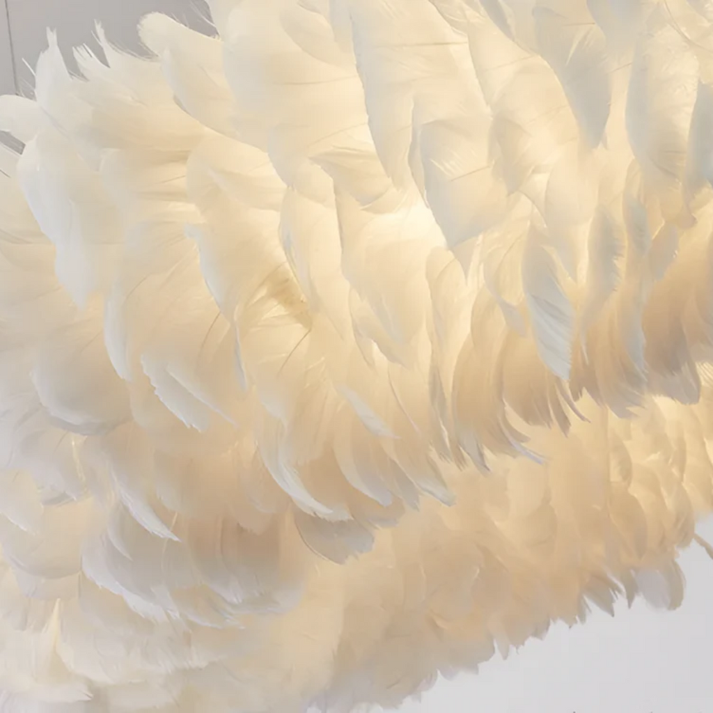 Mienel Novalume Circular White Feather Pendant Light with Soft Diffusion