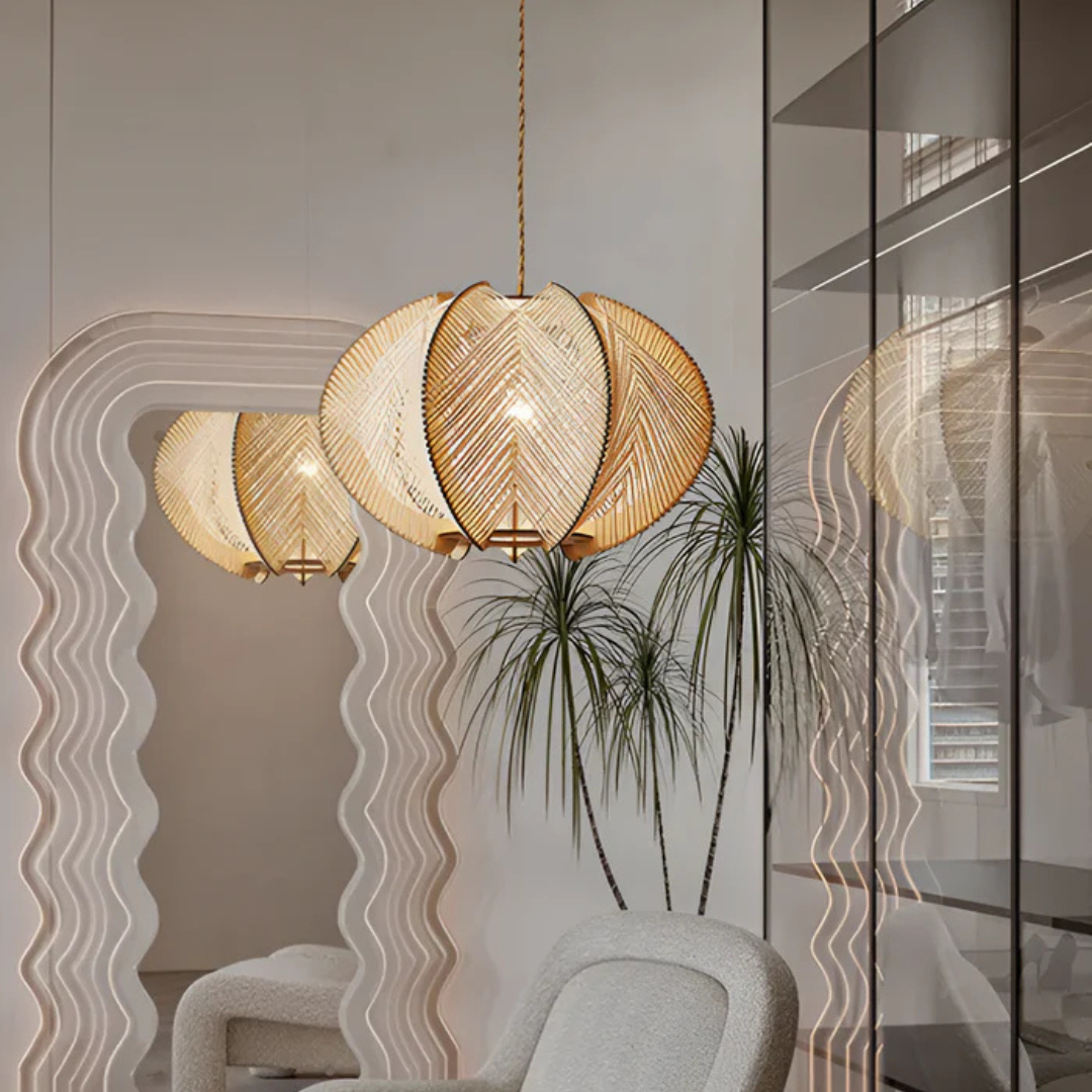 Mienel Solmere Wabi-Sabi Wood and Hemp Dining Pendant Light