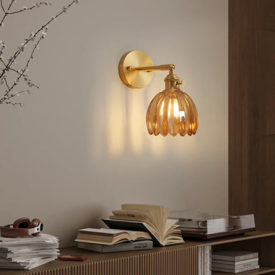 Mienel NovaLume Tulip Glass Wall Light for Bedroom Ambience
