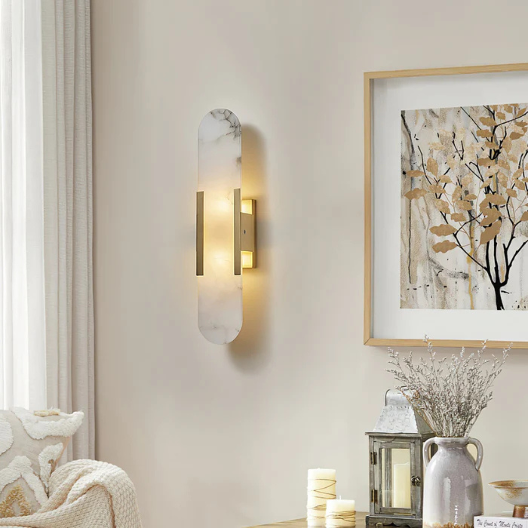 Mienel LumaNova Marble LED Wall Light for Ambient Indoor Lighting