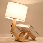 Mienel Lumibot Wood Robot Table Lamp With Adjustable Arms for Nightstand