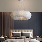 Mienel Novalume Circular White Feather Pendant Light with Soft Diffusion