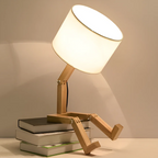 Mienel Lumibot Wood Robot Table Lamp With Adjustable Arms for Nightstand