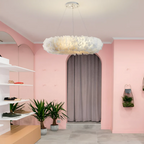 Mienel Novalume Circular White Feather Pendant Light with Soft Diffusion