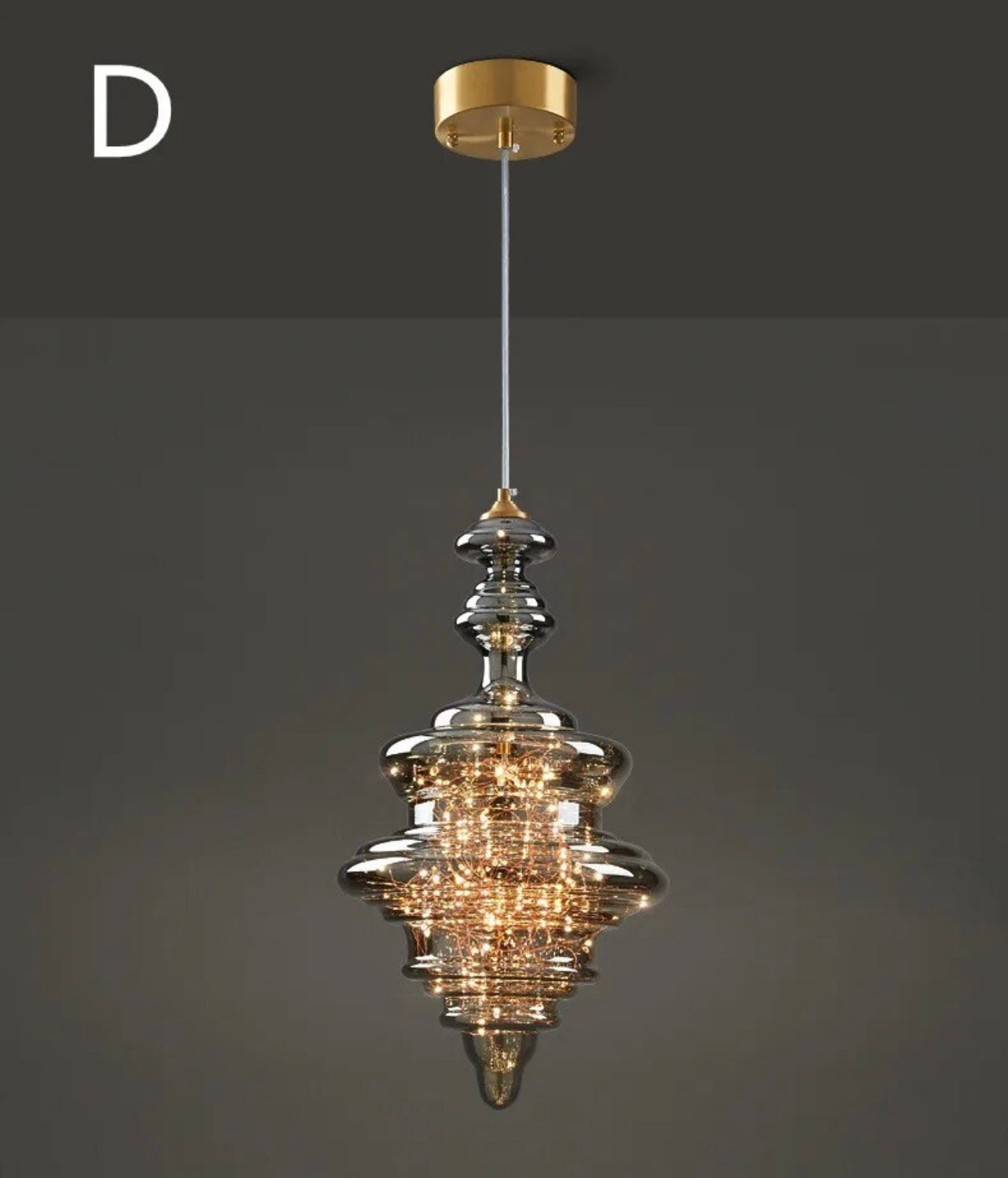 מנורת תלייה מזכוכית אורורה קופר פיירפלי תואמת לד לדים