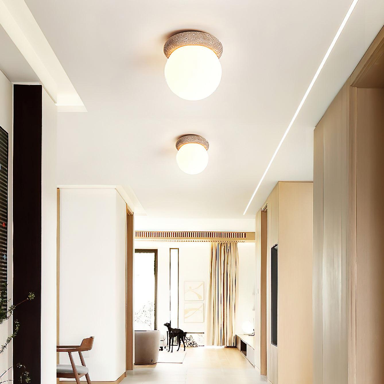 Mienel Corteza Travertine LED Ceiling Light for Small Rooms