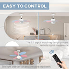 AuroraBreeze Ceiling Fan For Kids With Six Pastel Blades And LED Lamp