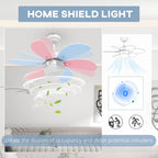 AuroraBreeze Ceiling Fan For Kids With Six Pastel Blades And LED Lamp