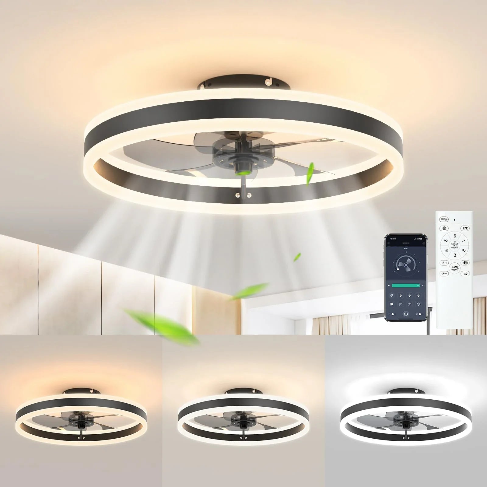 BreezeLux All-Season Ceiling Fan with Dimmable LED Light