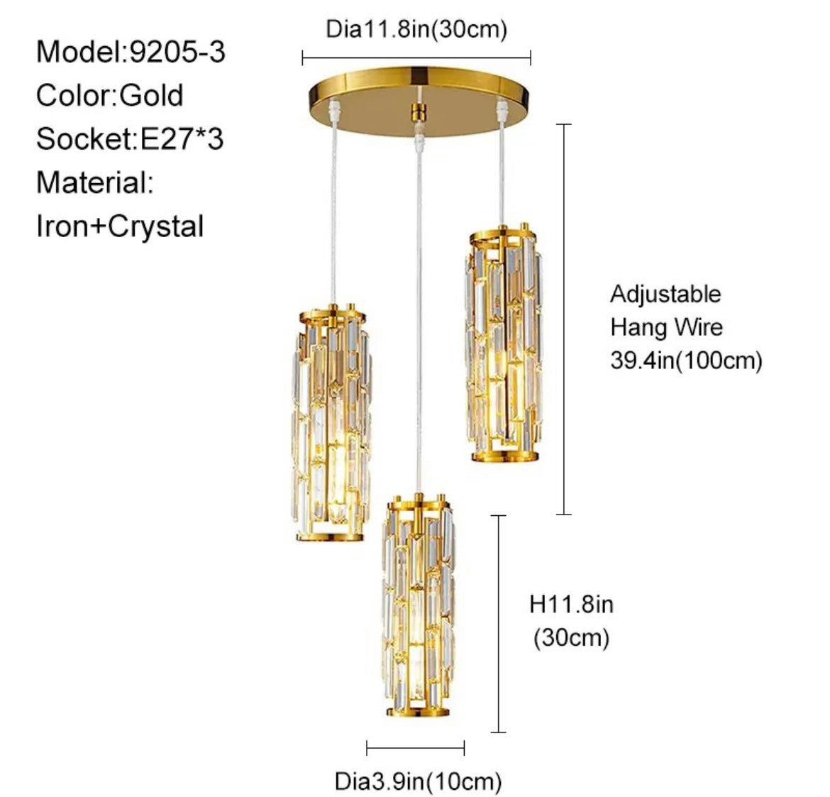 נברשת תלויה קטנה עם נורות לד קריסטל אורורה לחדר אוכל