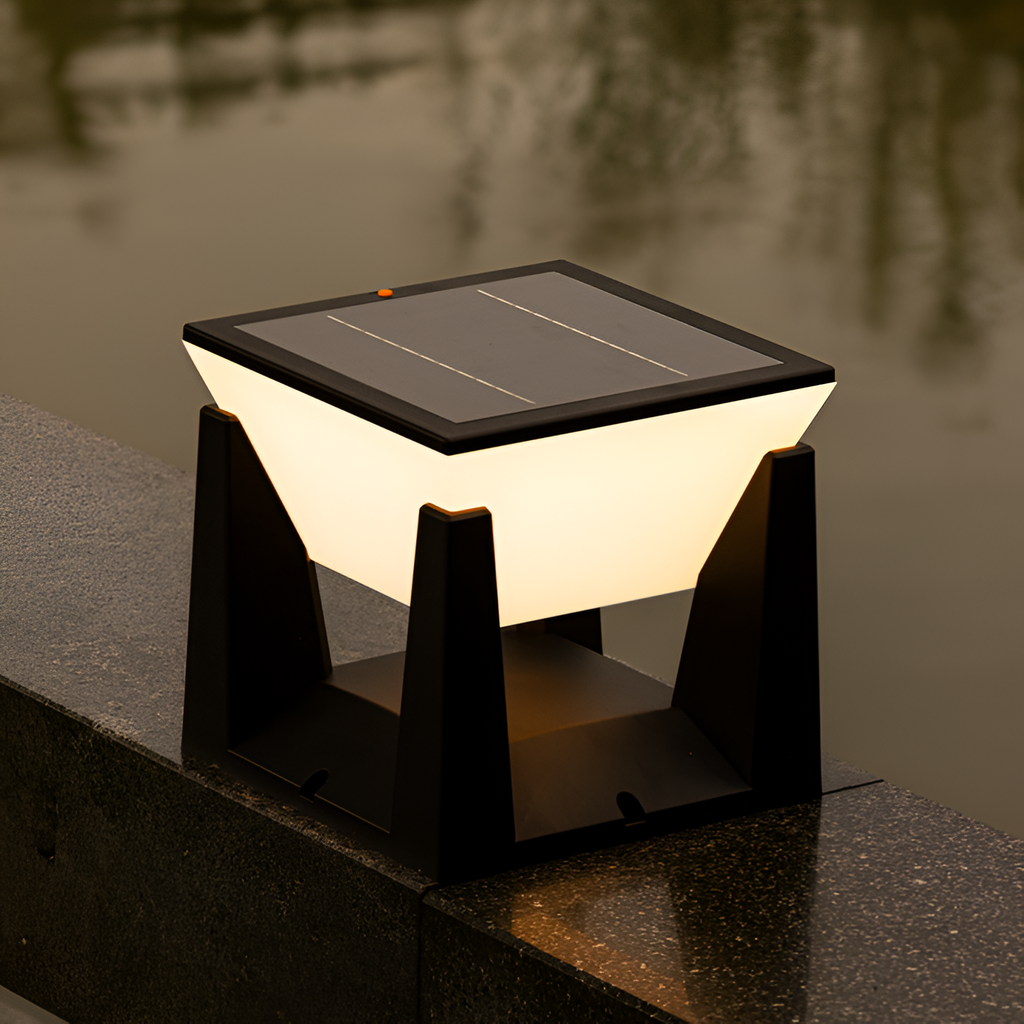 Mienel Nerava Black Square Solar Garden Light Dusk Activated