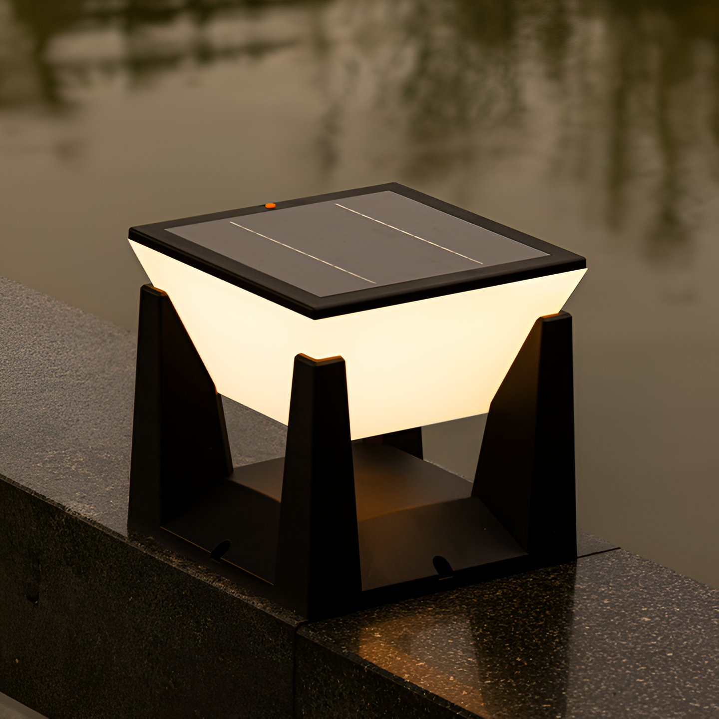 Mienel Nerava Black Square Solar Garden Light Dusk Activated