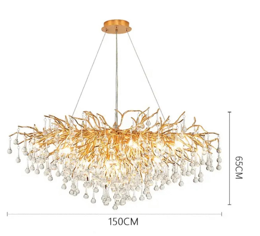 Lámpara colgante de gota de agua con cristal dorado Aurelia