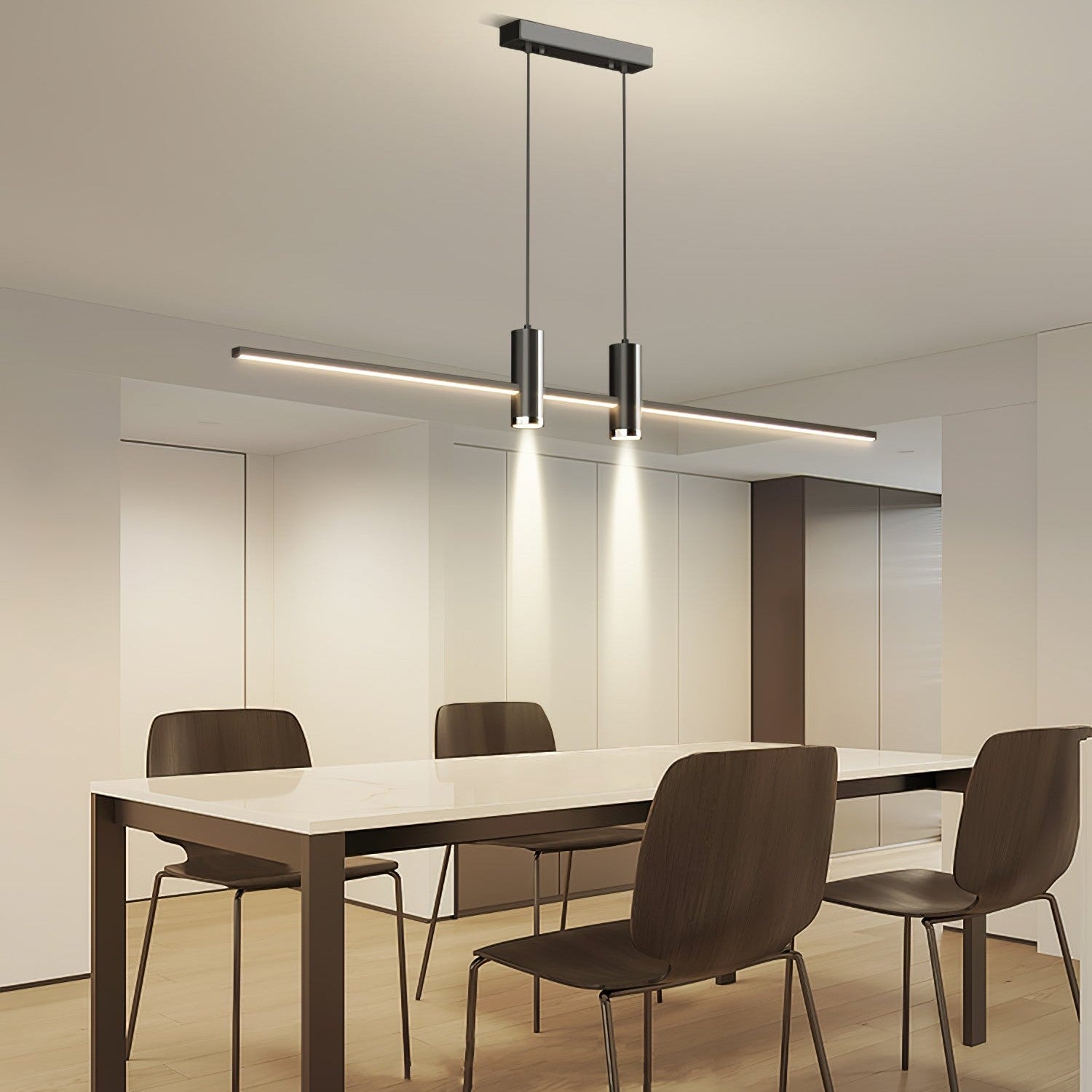 Mienel NovaLine Minimal Rectangular LED Pendant Lamp for Dining Tables