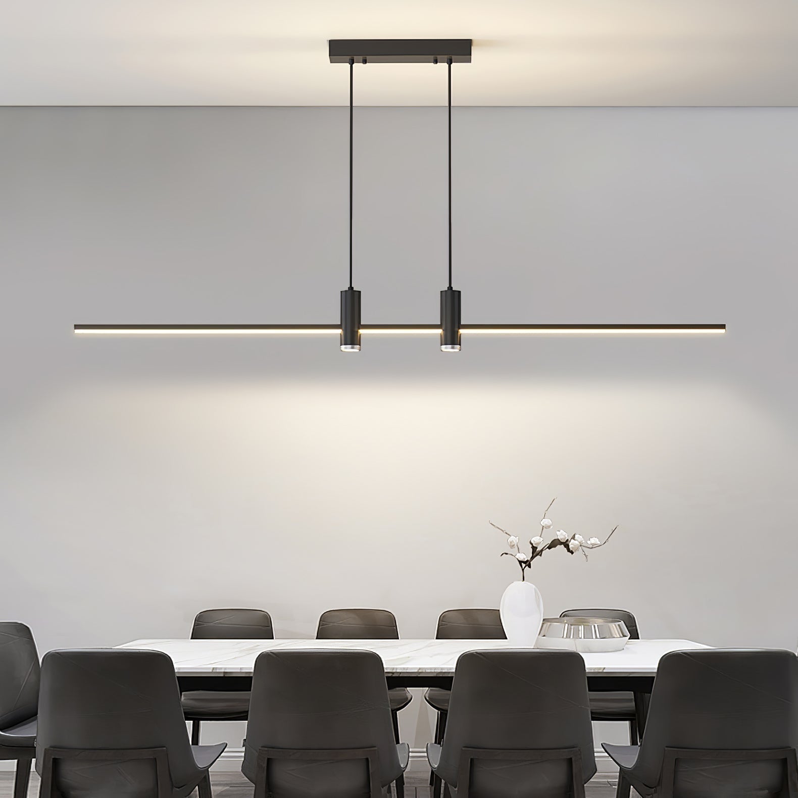 Mienel NovaLine Minimal Rectangular LED Pendant Lamp for Dining Tables