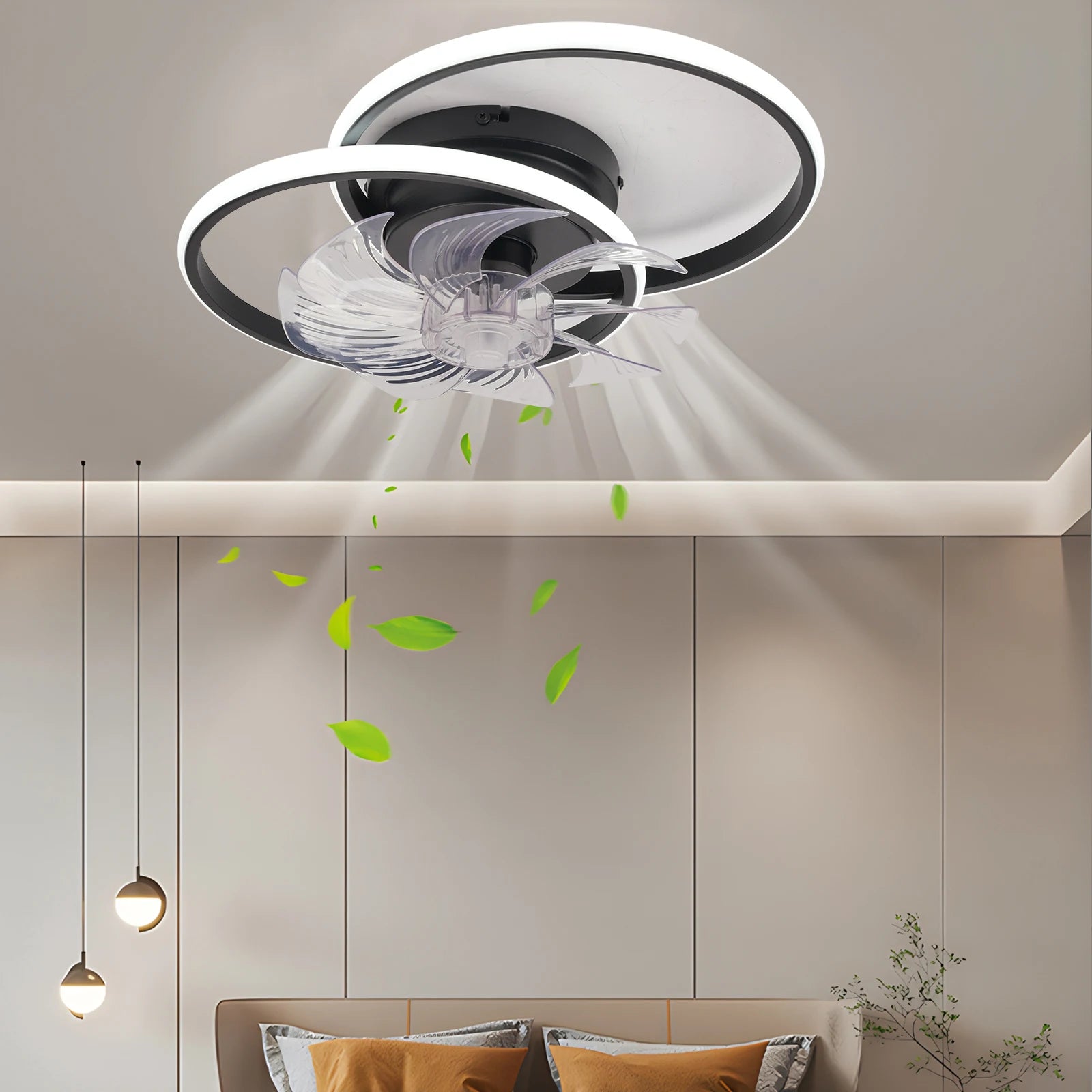 Contemporary Ceiling Fan with Reversible Airflow and Dimmable LED Light