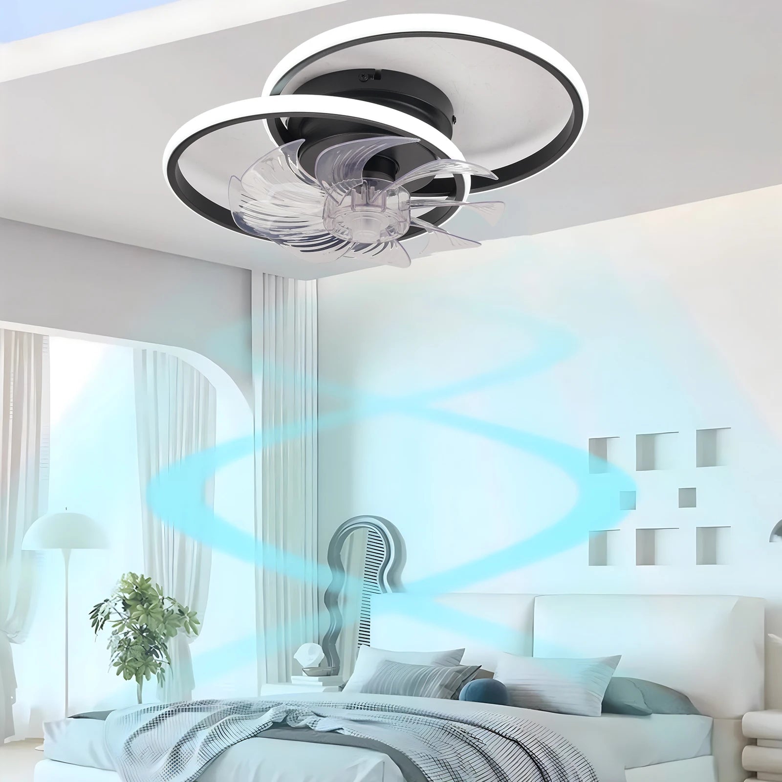 Contemporary Ceiling Fan with Reversible Airflow and Dimmable LED Light