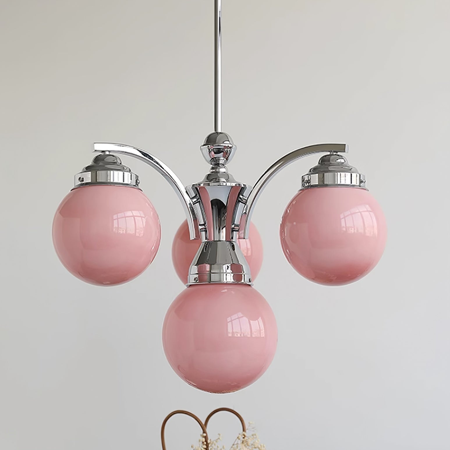 Asteria Pink and White Round Chandelier for Elegant Ambience | Snurv