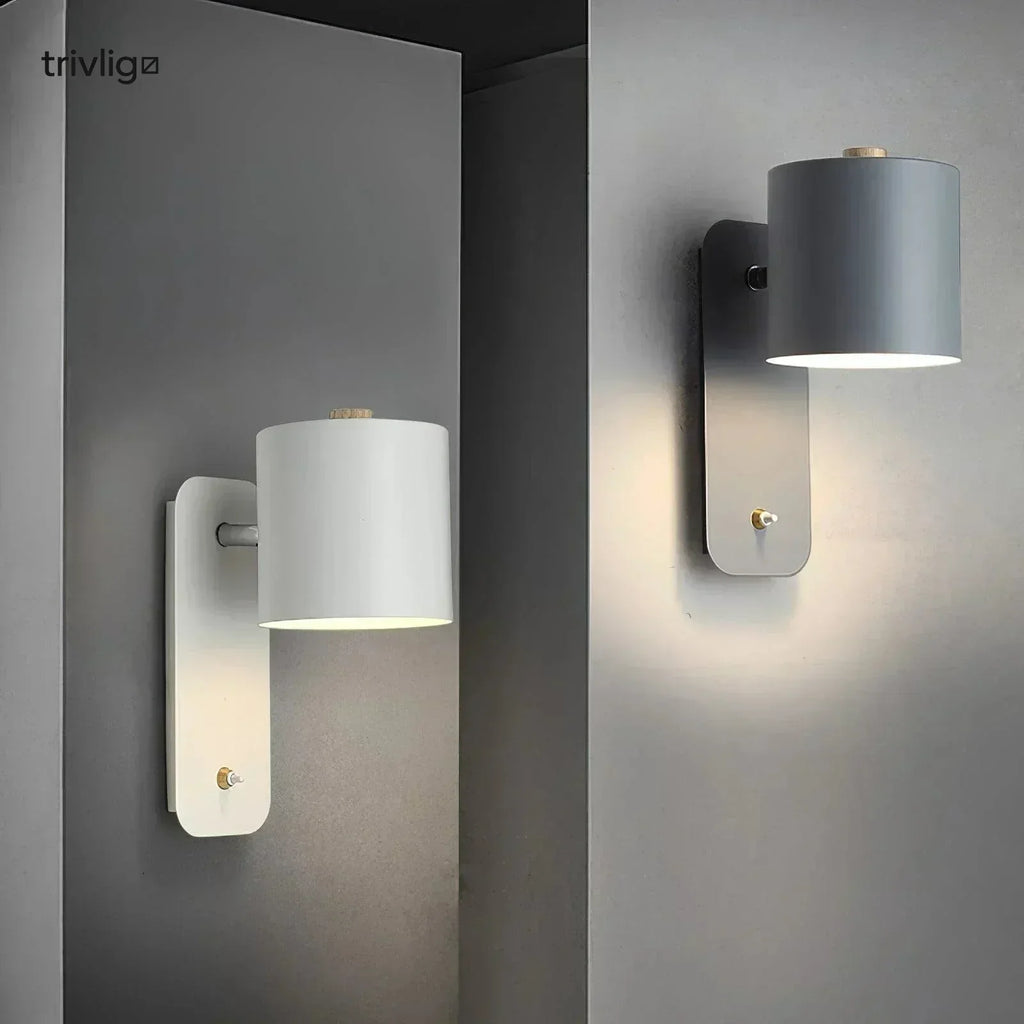 Mienel NovaLume Cylindrical Plug-In Bedside Wall Lamp No Wiring Required