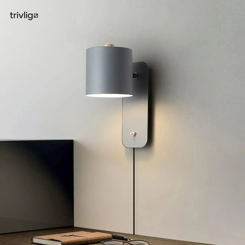 Mienel NovaLume Cylindrical Plug-In Bedside Wall Lamp No Wiring Required