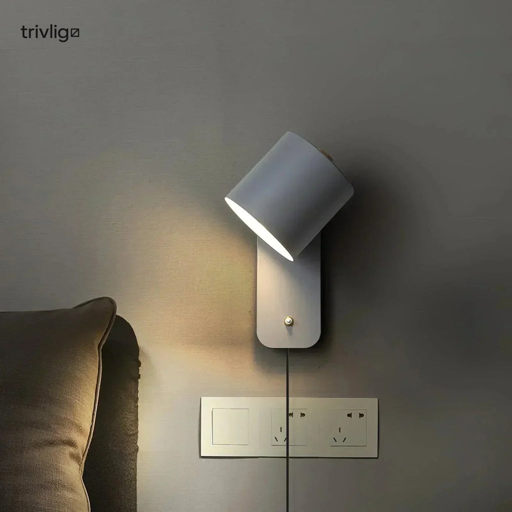 Mienel NovaLume Cylindrical Plug-In Bedside Wall Lamp No Wiring Required
