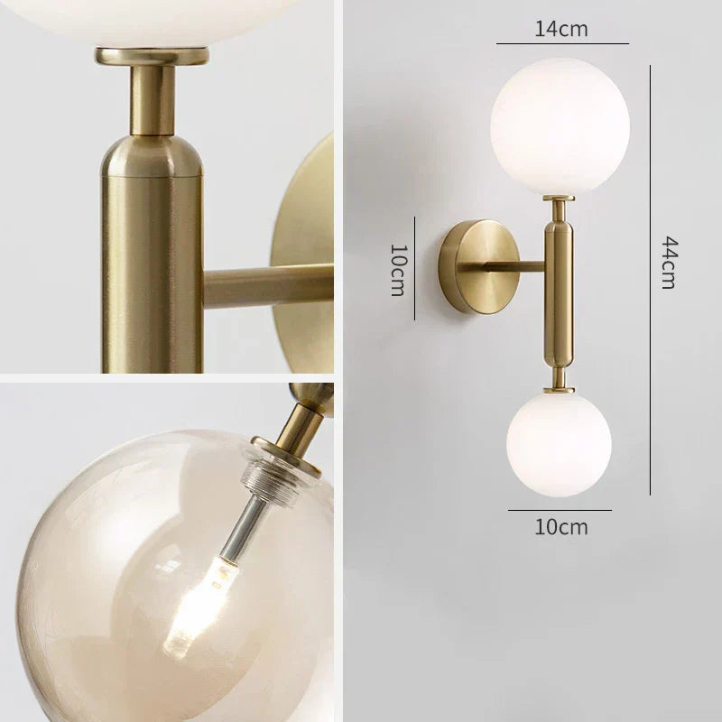 Amber Glass LED Wall Light in Scandinavian Design Aesthetic