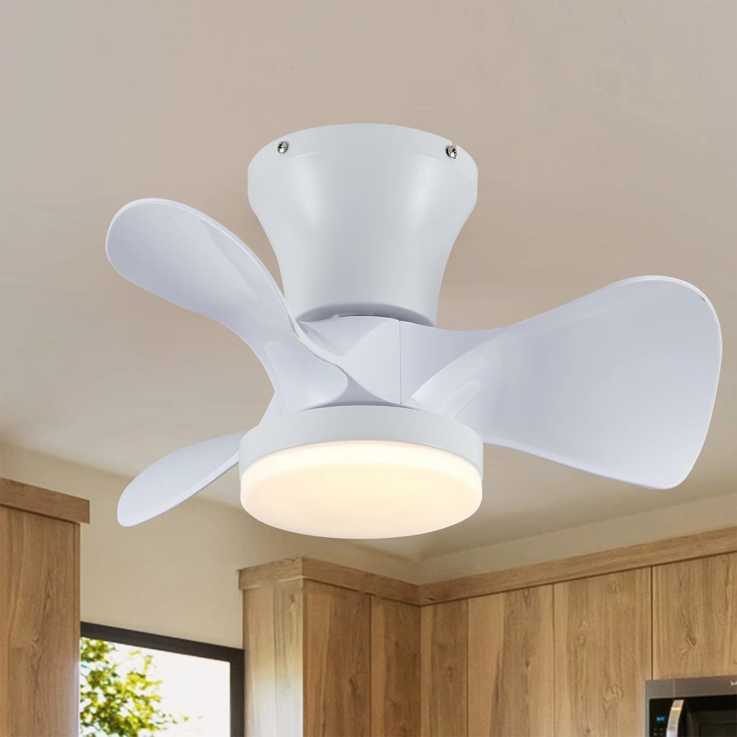 Compact Reversible Ceiling Fan With Dimmable LED Light
