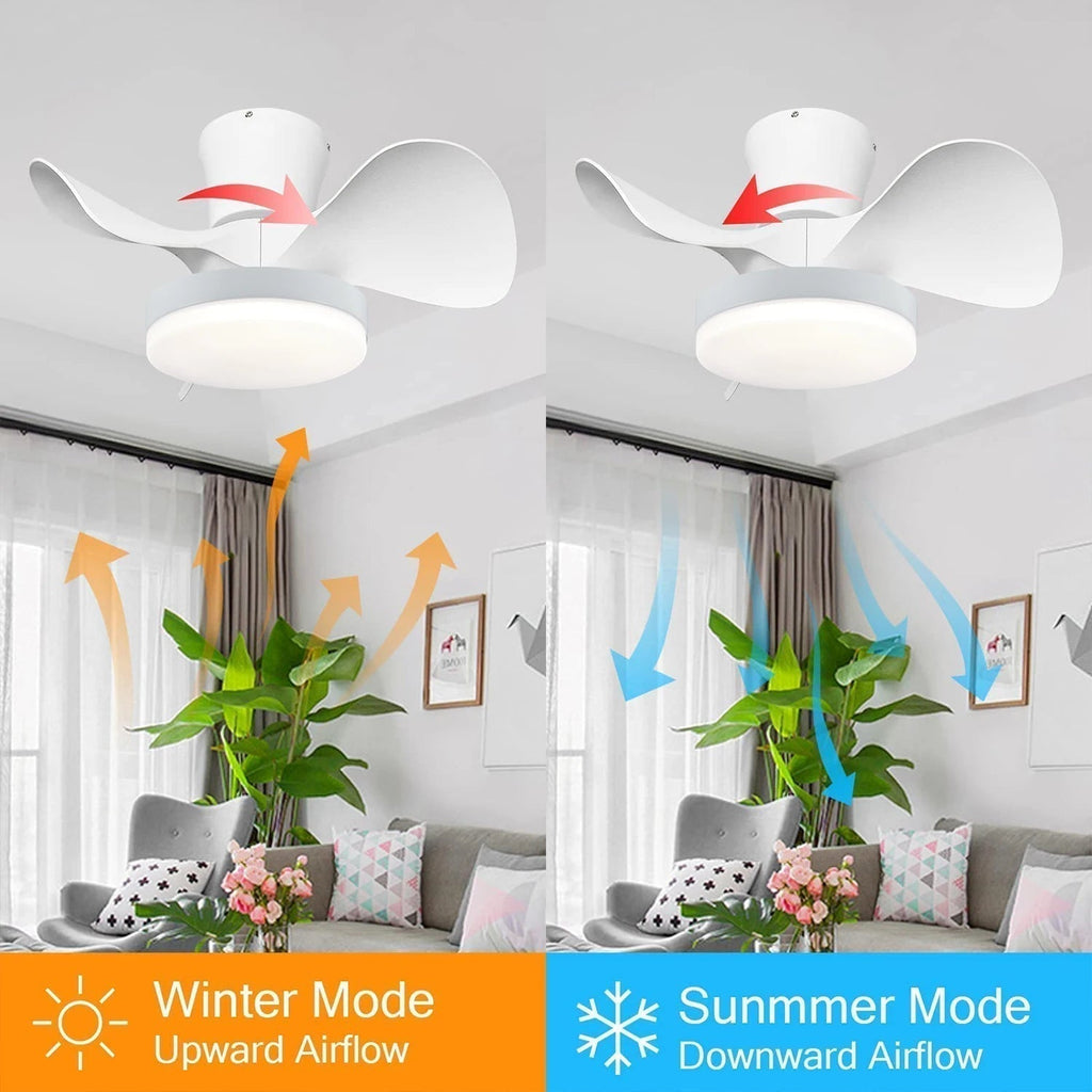 Compact Reversible Ceiling Fan With Dimmable LED Light