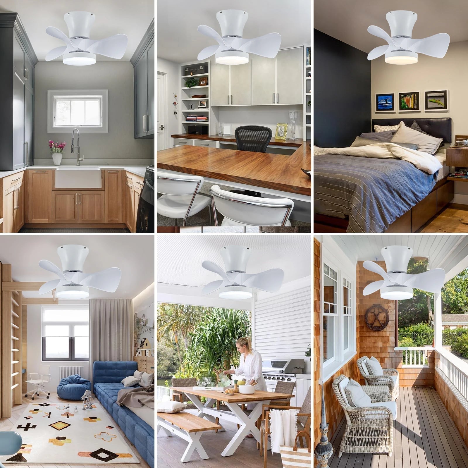 Compact Reversible Ceiling Fan With Dimmable LED Light