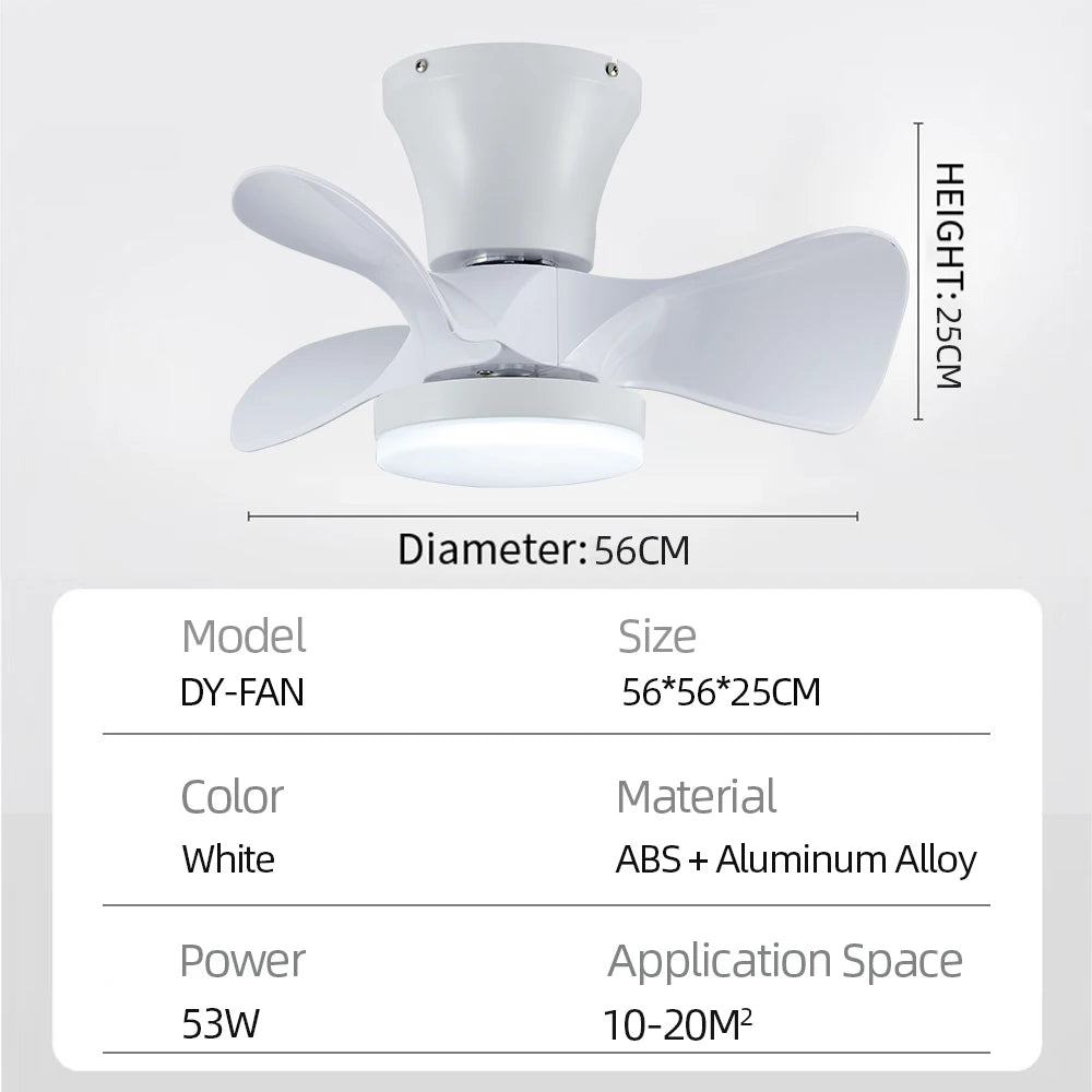 Compact Reversible Ceiling Fan With Dimmable LED Light