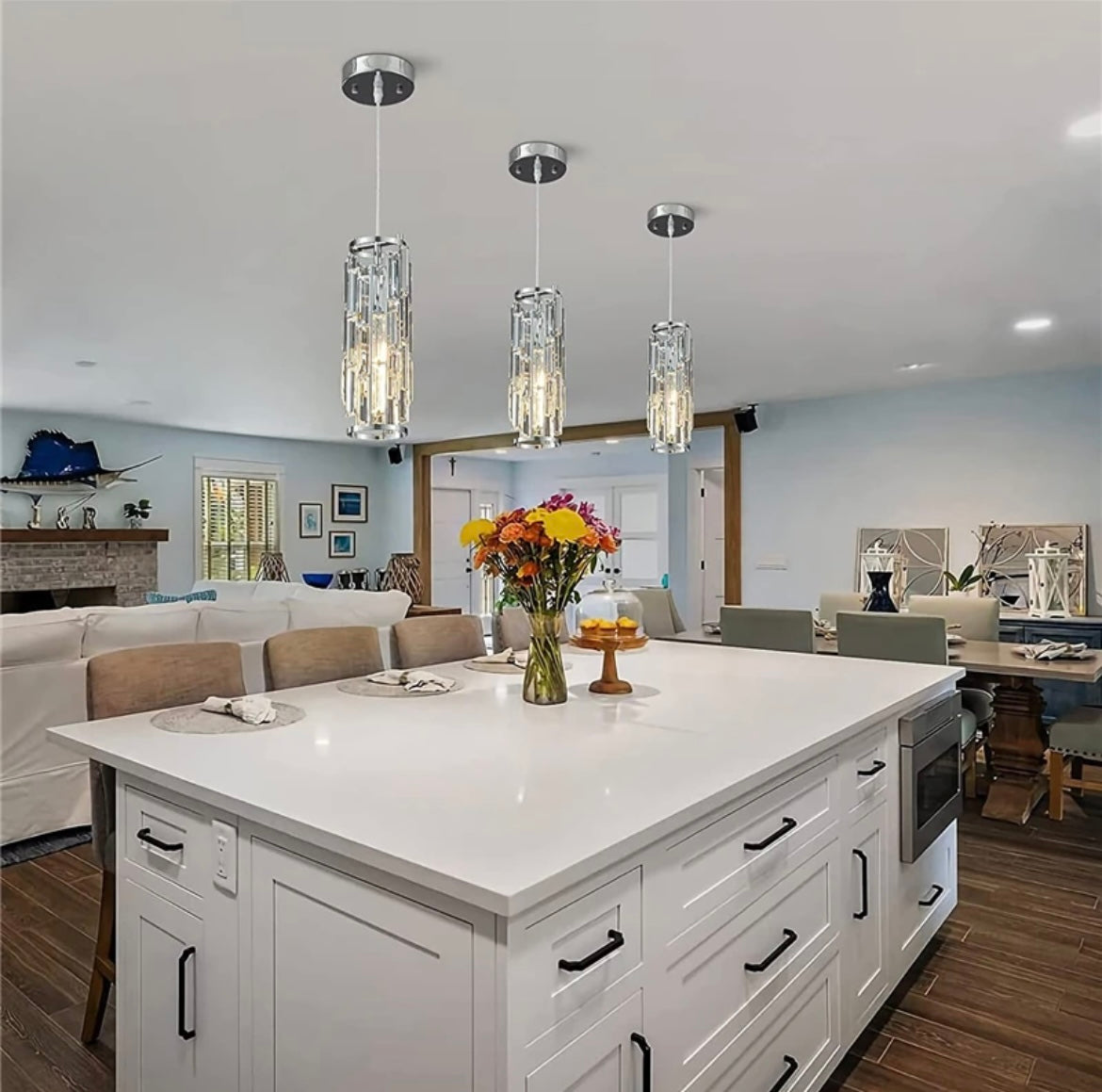 נברשת תלויה קטנה עם נורות לד קריסטל אורורה לחדר אוכל